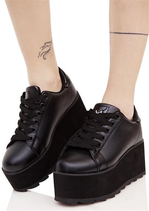 black women's platform sneakers|all black platform sneakers women.